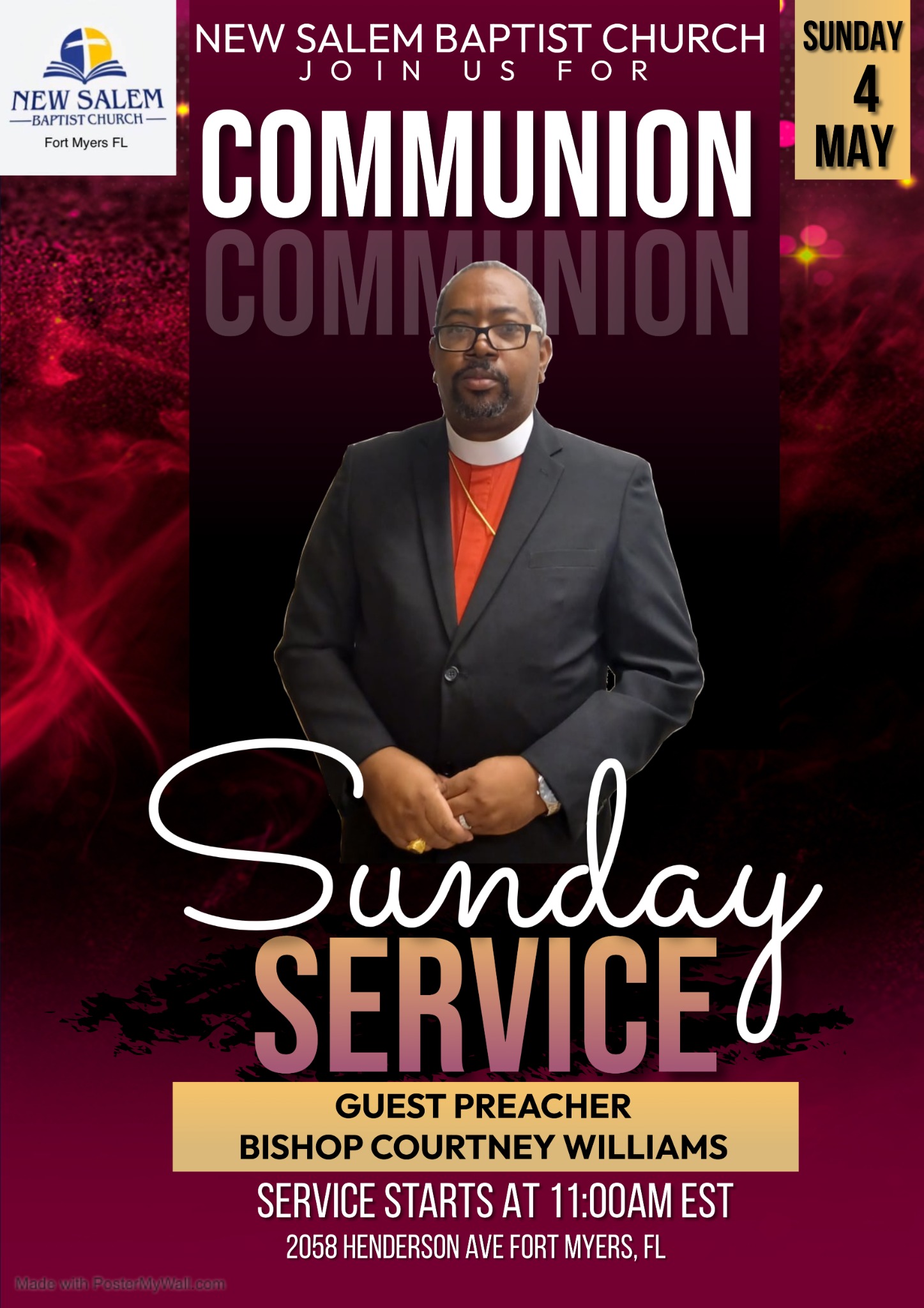 Communion Sunday flyer at New Salem Baptist Church with Bishop Courtney Williams